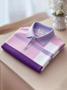 Men’s Classic Business Stripe Logo Print Button-Down Shirt Big & Tall