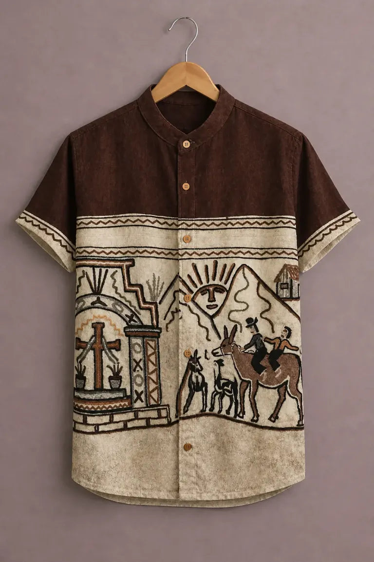 ForeverChoice™ Premium Ethnic Printed Shirt for Men – Tribal Designer Half Sleeve Casual Shirt