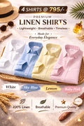 Men's Premium Linen Shirt Combo Set 5 Linen Shirts Combo Pack (4 Shirts)