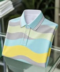 Men’s Classic Business Multicolor Logo Button Short Sleeve