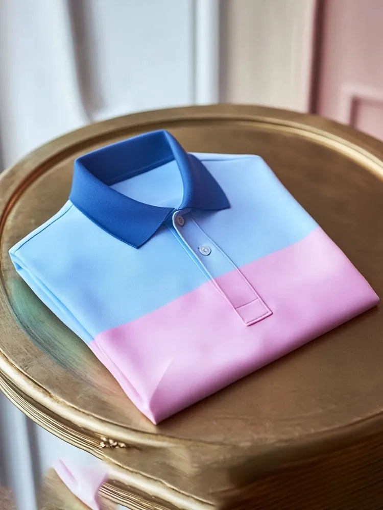 Men’s Classic Business Colorblock Logo Button-Down Short Sleeve Shirt Big & Tall