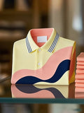 Men’s Classic Business Irregular Contrast Button Short Sleeve Shirt