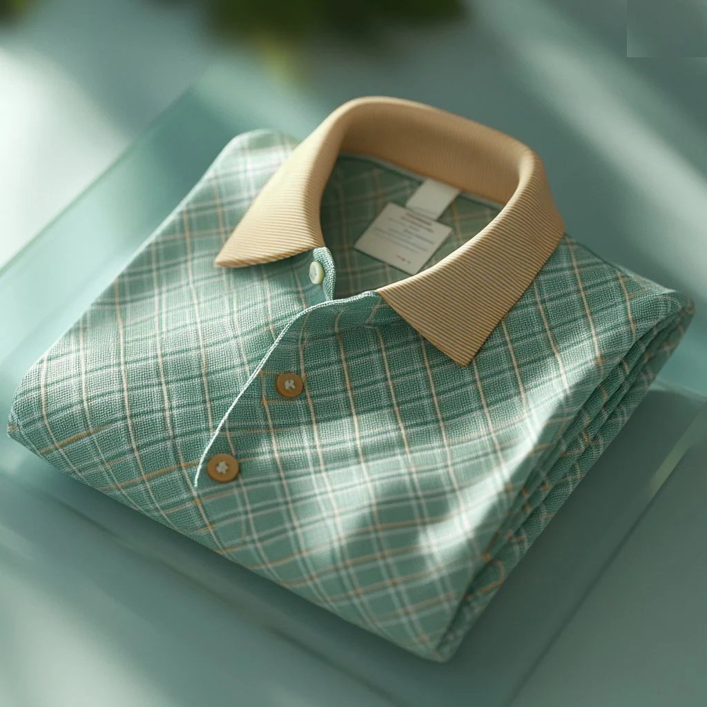 Men’s Jacquard Shirt – Business Casual Short Sleeve Button-Up