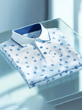 Men’s Business Casual Jacquard Button Short Sleeve Shirt