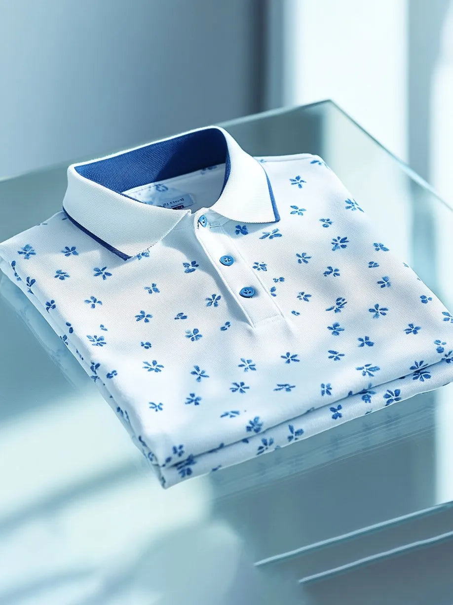 Men’s Business Casual Jacquard Button Short Sleeve Shirt