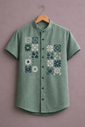 ForeverChoice™ Premium Floral Pattern Printed Shirt for Men – Elegant Designer Half Sleeve Casual Shirt