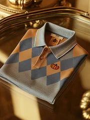 Men’s Classic Business Check Halloween Pumpkin Button Short Sleeve Shirt Polyester S-5XL