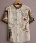 ForeverChoice™ Premium Artistic Printed Shirt for Men – Designer Half Sleeve Casual Shirt | Unique Floral Abstract Style