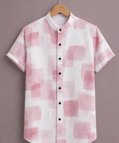 ForeverChoice™ Premium Abstract Soft Print Shirt for Men – Light Pink Designer Half Sleeve Casual Shirt