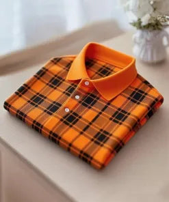 Men’s Business Casual Plaid Button Short Sleeve Shirt