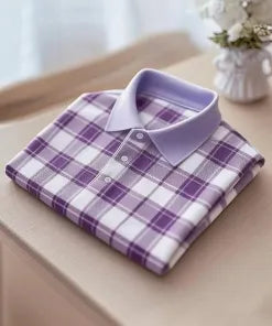 Men’s Business Casual Plaid Button Short Sleeve Shirt