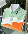 Men’s Classic Business Tricolor Irregular Logo Button Short Sleeve