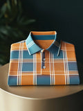 Men’s Classic Business Check Logo Button Short Sleeve Shirt