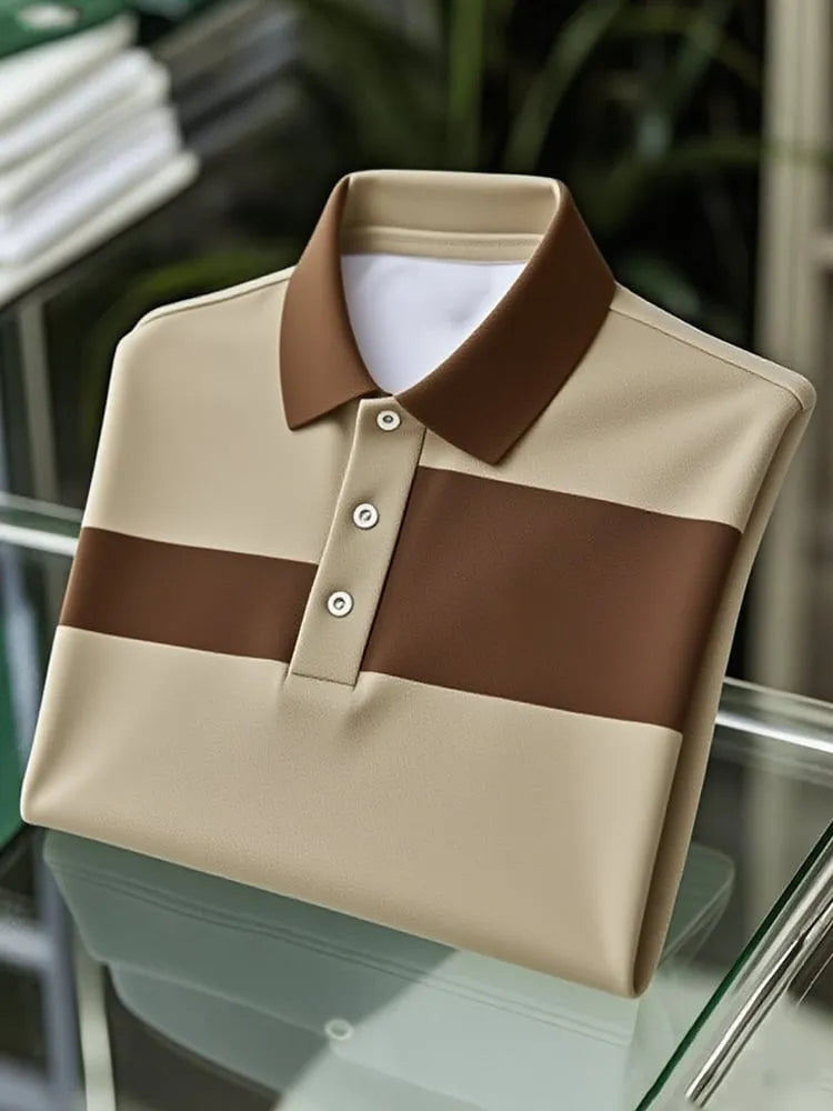 Men’s Classic Business Colorblock Logo Button-Down Short Sleeve Shirt Big & Tall