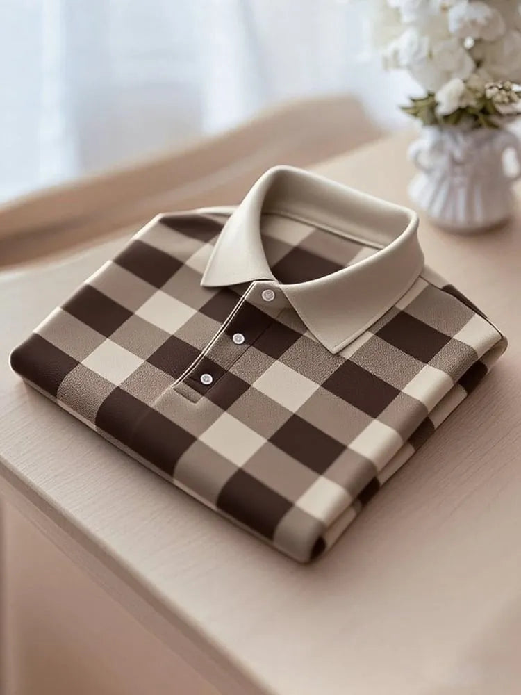 Men’s Classic Business Check Logo Print Button-Down Shirt Big & Tall