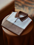 Men’s Classic Business Check Logo Button Short Sleeve Shirt