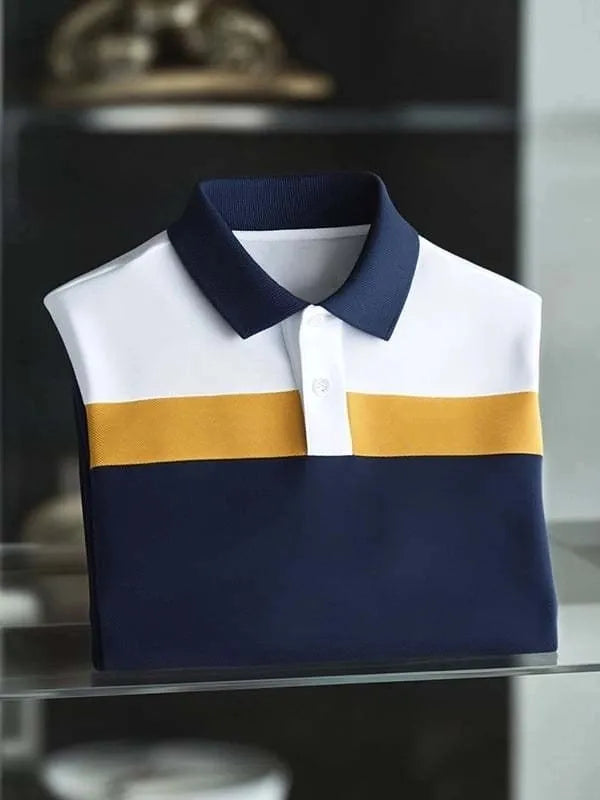 Basic Casual Logo Shirt Men’s Stylish Striped Lapel Shirt Large & Tall Sizes