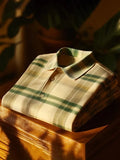 Men’s Classic Business Check Button Short Sleeve Shirt