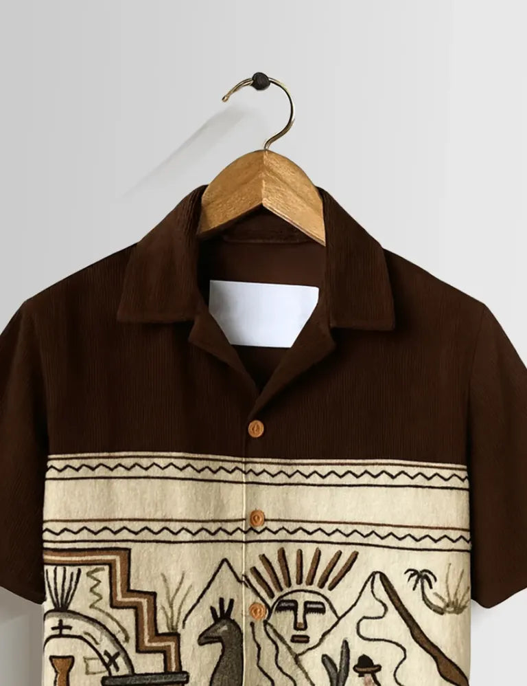 ForeverChoice™ Premium Ethnic Printed Shirt for Men – Tribal Designer Half Sleeve Casual Shirt