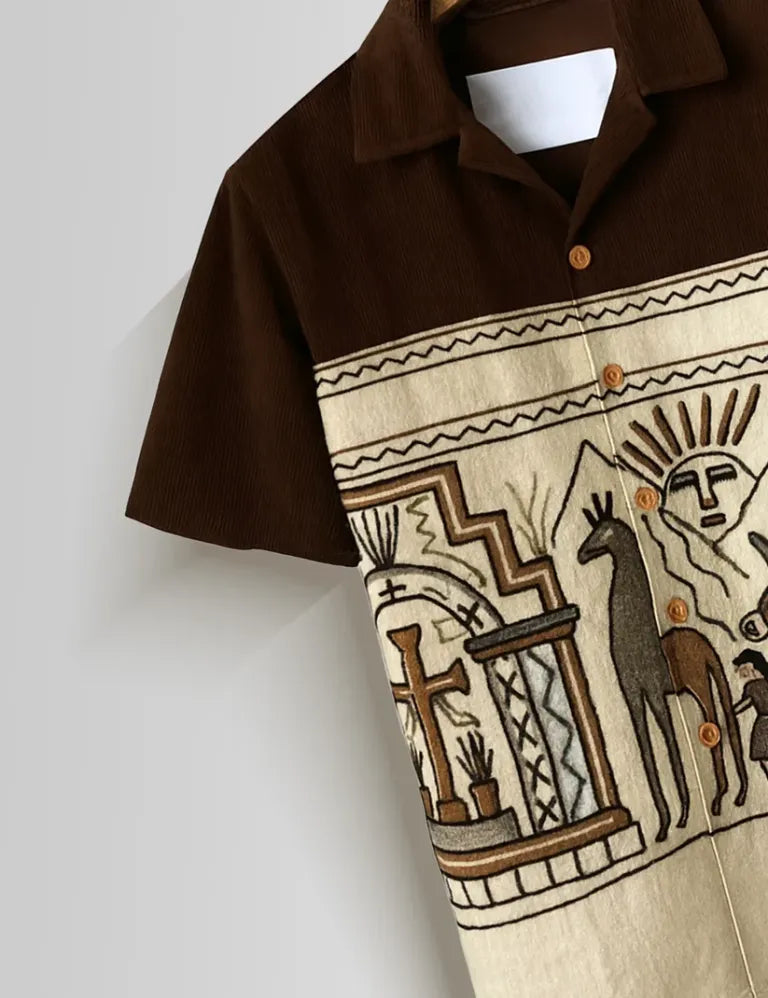 ForeverChoice™ Premium Ethnic Printed Shirt for Men – Tribal Designer Half Sleeve Casual Shirt
